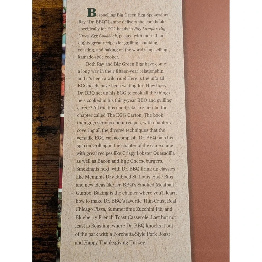 Ray Lampe Big Green Egg Cookbook Hardcover BBQ Smoking Grilling Kamado Recipes